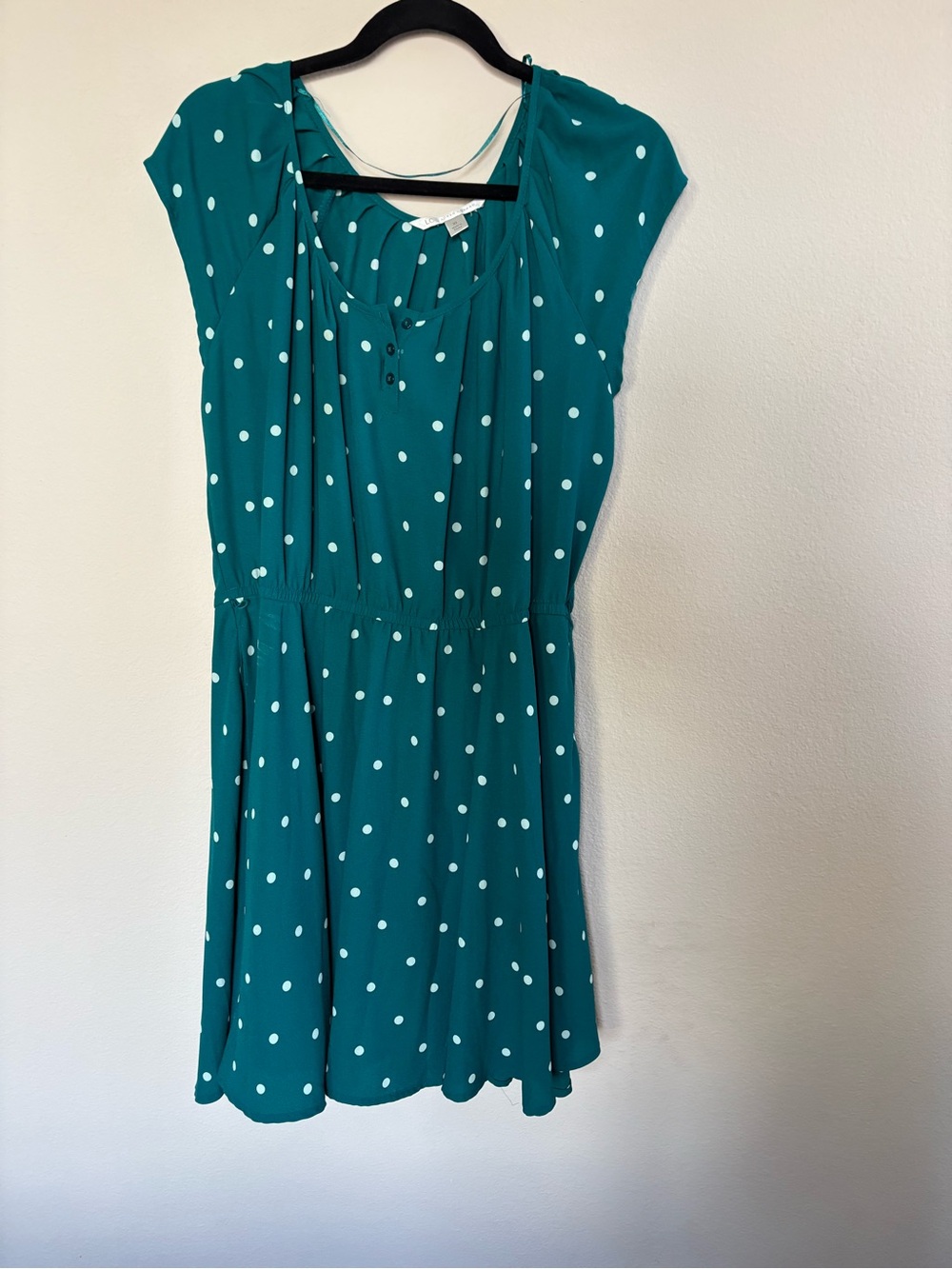 LC Lauren Conrad Teal Polka Dot Midi Dress